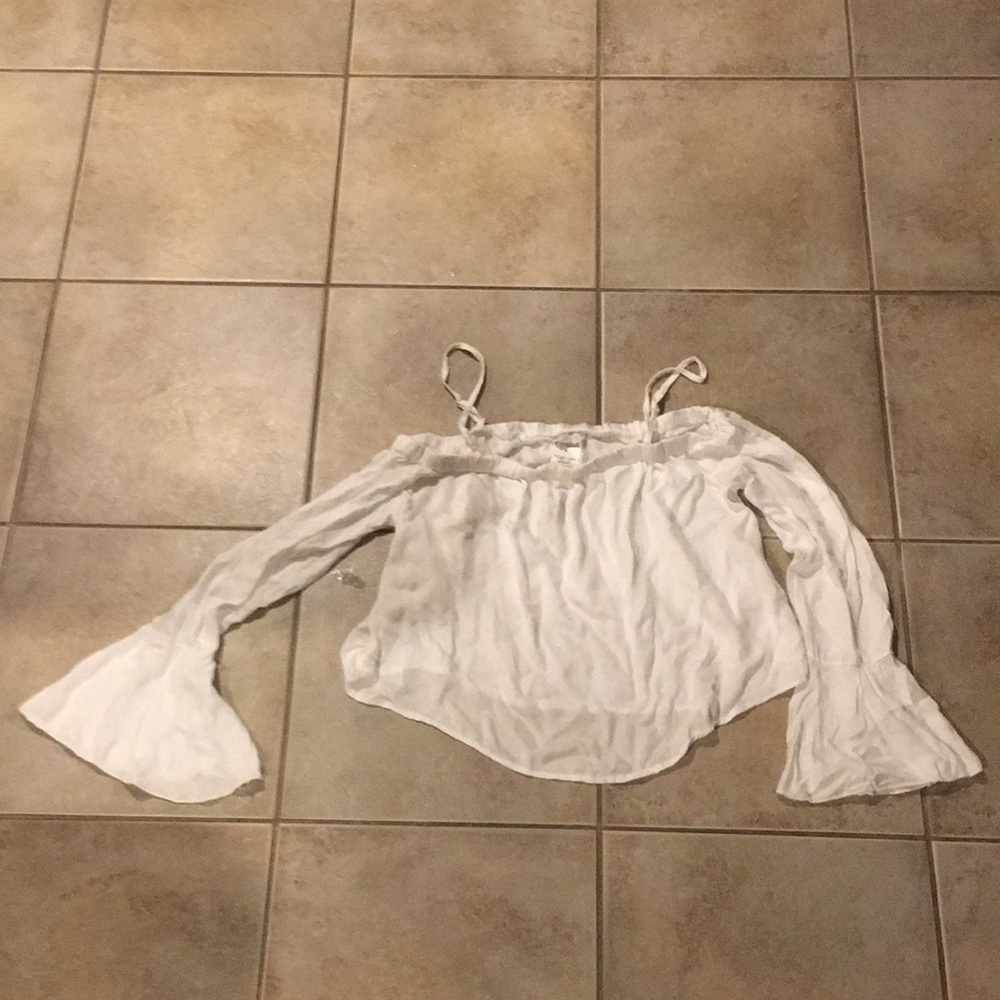 White off shoulder shirt with straps